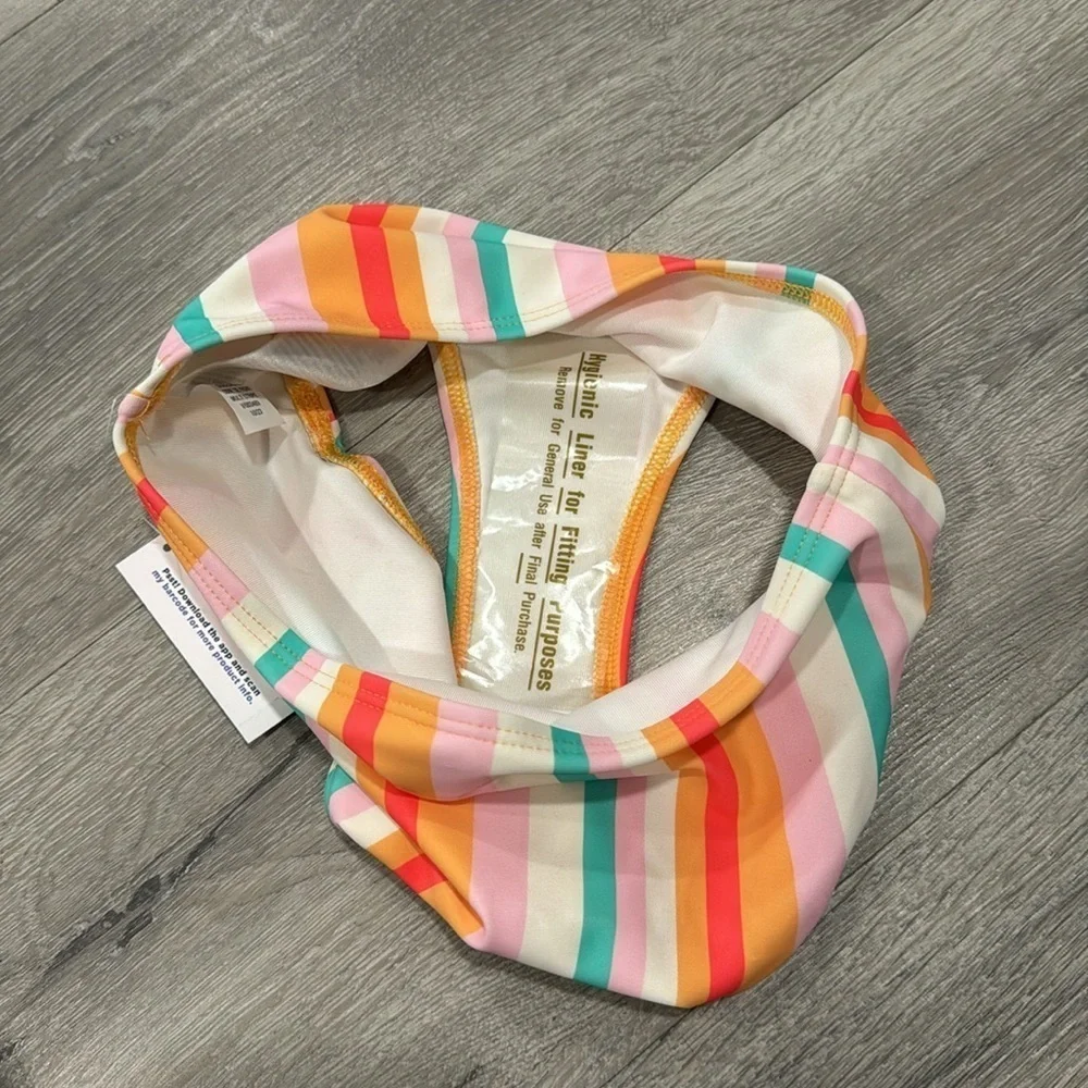 Girls Bikini Swimsuit 2 piece Set Colorful Stripe Old Navy Small 6-7